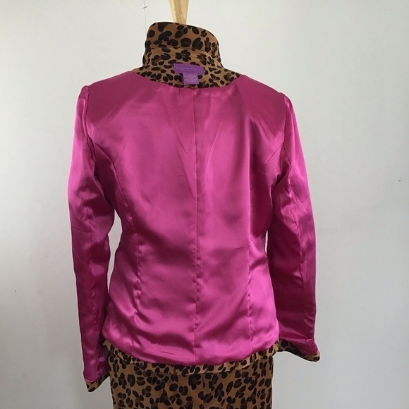 Suzanne Somers Collection vintage? Leopard print skirt suit pink lining … - Picture 9 of 15